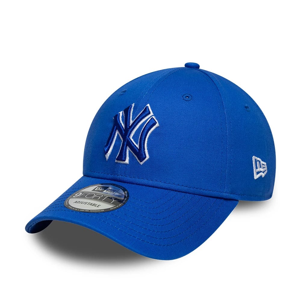 Pictured is this MLB Team Outline New York Yankees 9FORTY cap in bright blue. 1