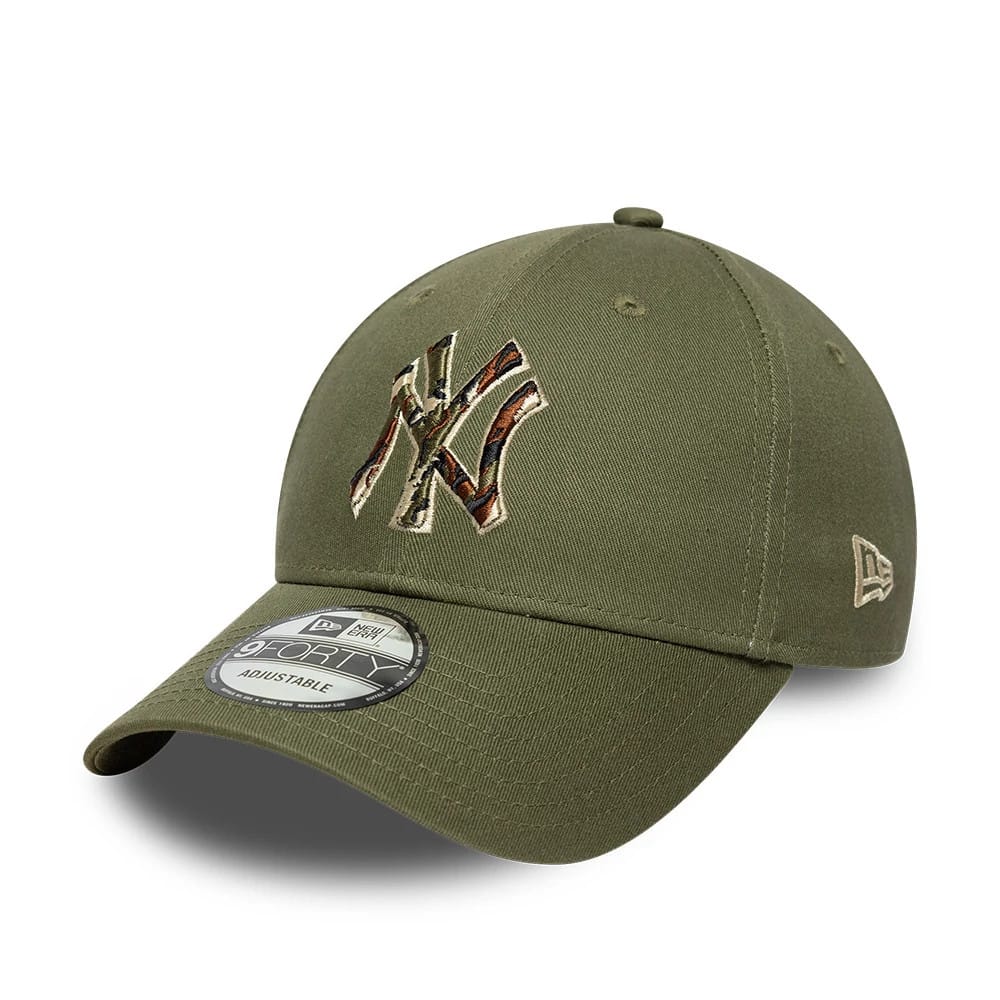 Pictured is this MLB Outline Camo New York Yankees 9FORTY cap in green. 1