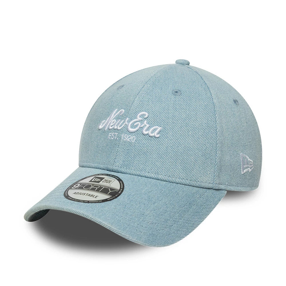 Pictured is this New Era Denim 9FORTY cap in pastel blue. 1