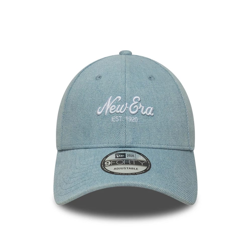 Pictured is this New Era Denim 9FORTY cap in pastel blue. 2