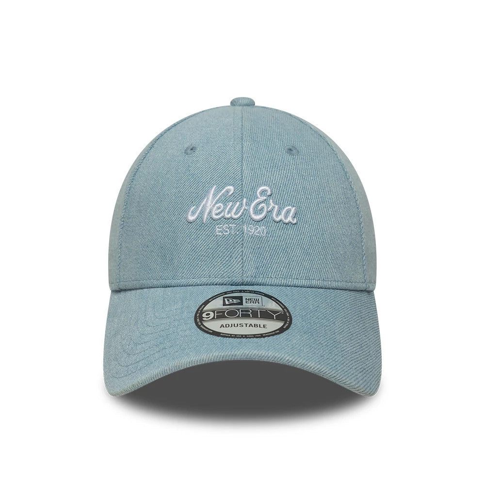 Pictured is this New Era Denim 9FORTY cap in pastel blue. 2