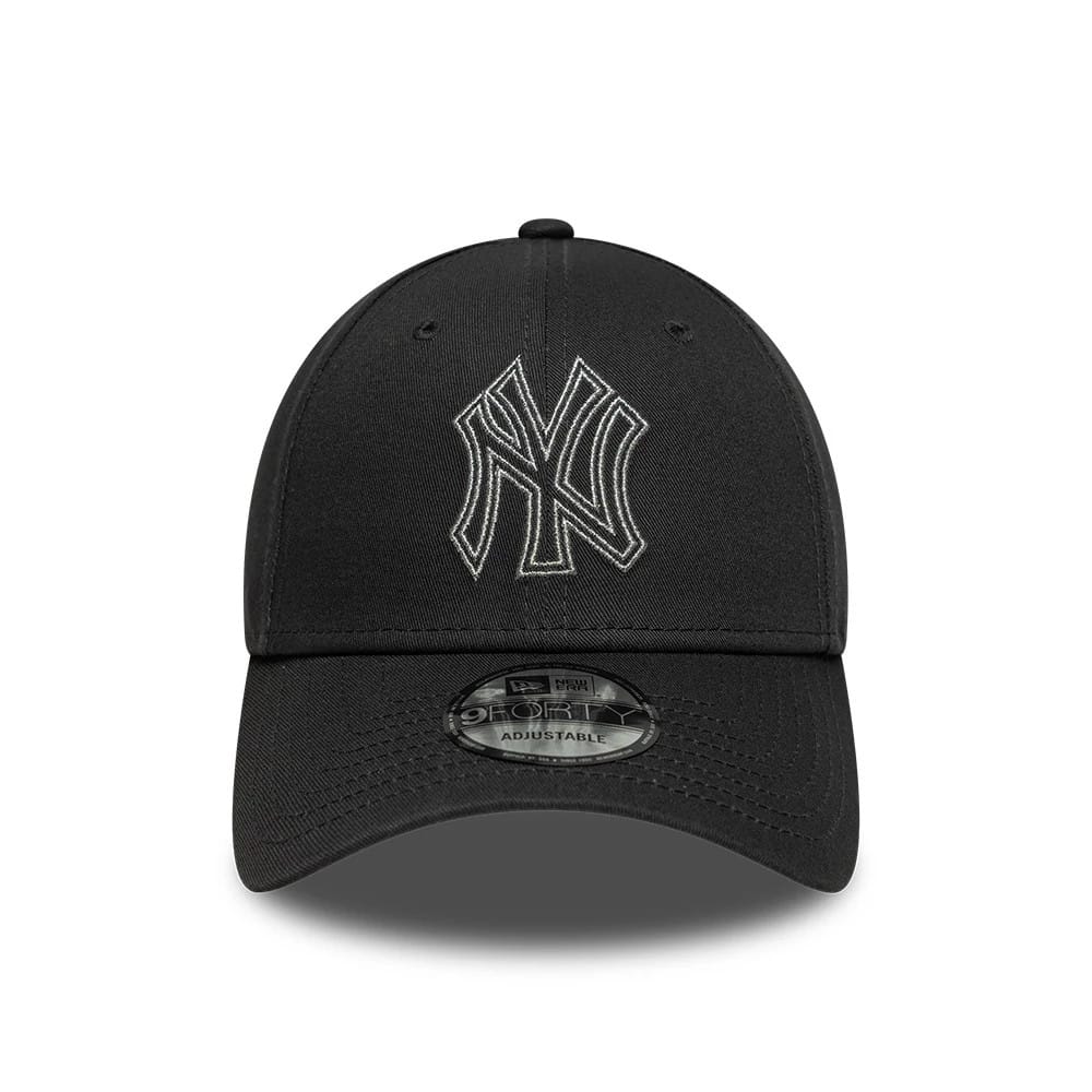 Pictured is this MLB Metallic Outline New York Yankees 9FORTY cap in charcoal. 2