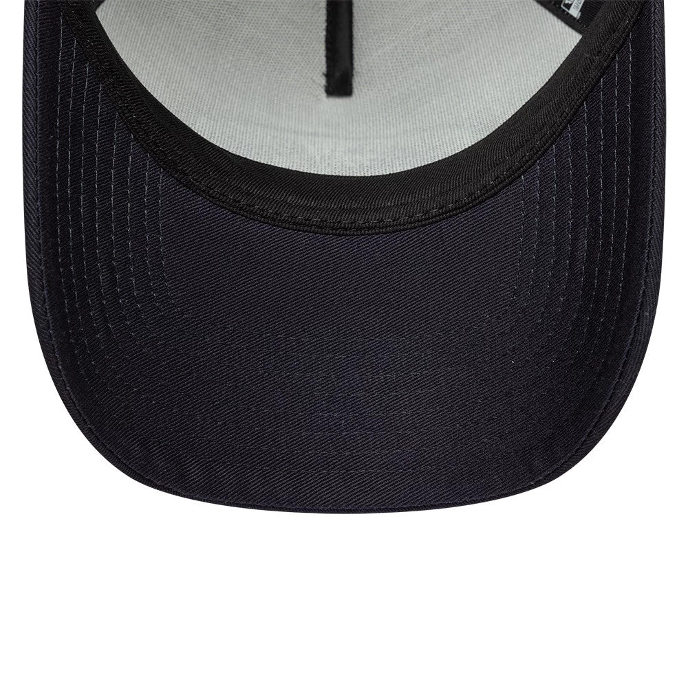 Pictured is this New Era Oval Patch 9FORTY A-Frame Trucker cap in black. 5