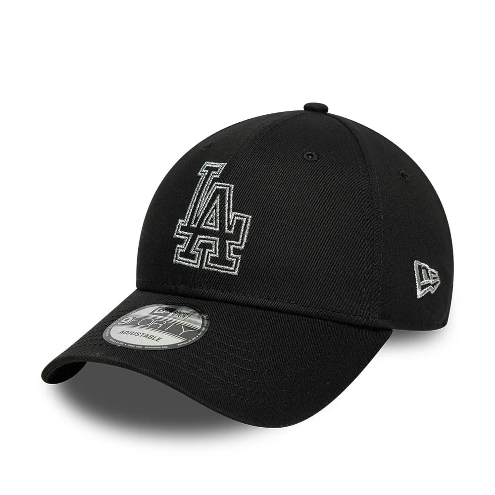 Pictured is this MLB Metallic Outline LA Dodgers 9FORTY cap in black. 1