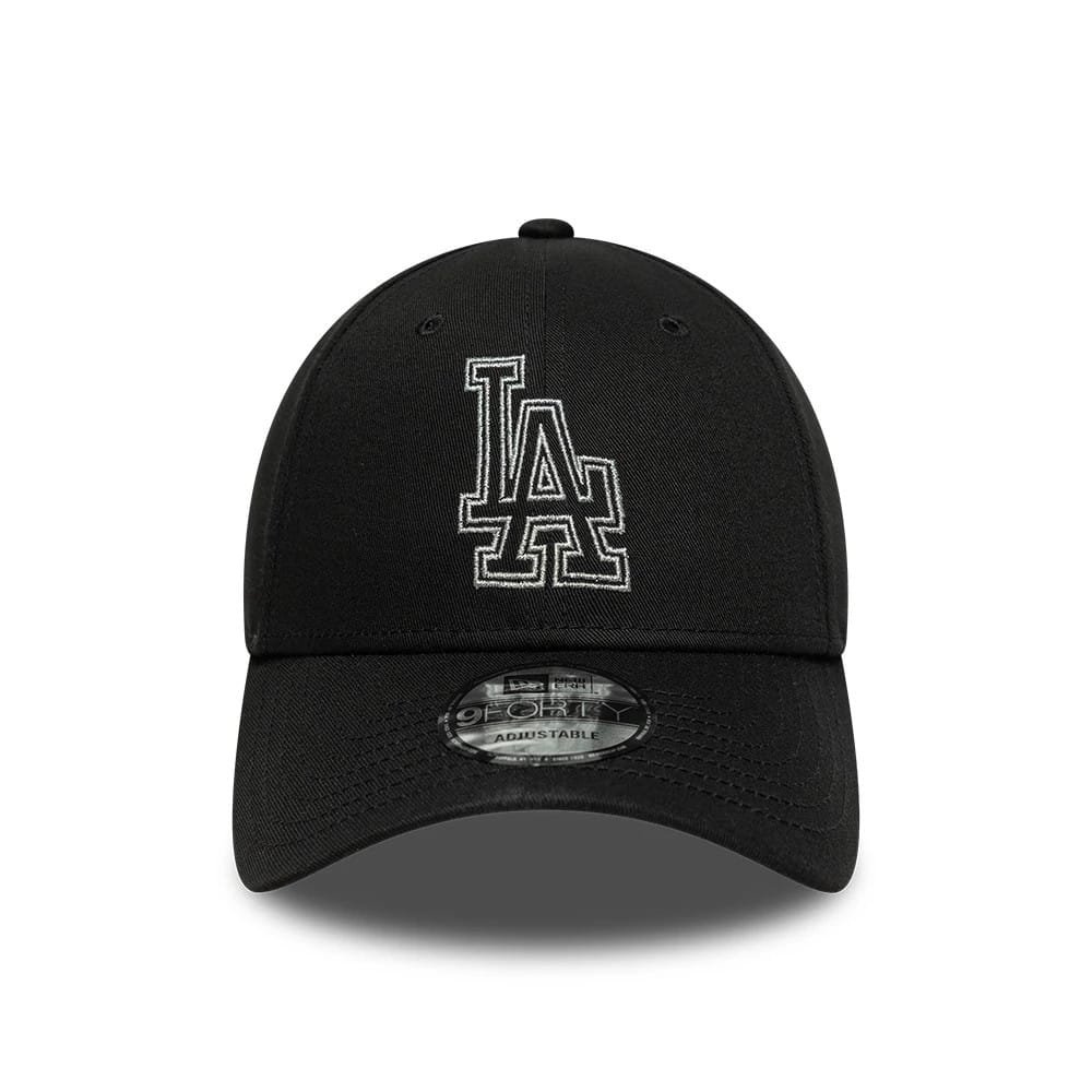 Pictured is this MLB Metallic Outline LA Dodgers 9FORTY cap in black. 2