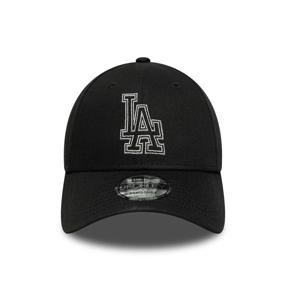 Pictured is this MLB Metallic Outline LA Dodgers 9FORTY cap in black. 2