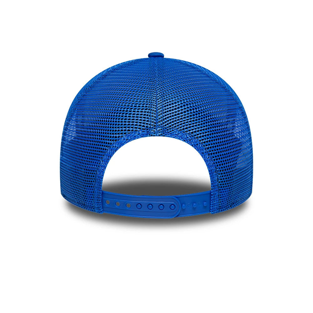 Pictured is this Youth MLB League Essential LA Dodgers 9FORTY A-Frame Trucker cap in bright blue. 4