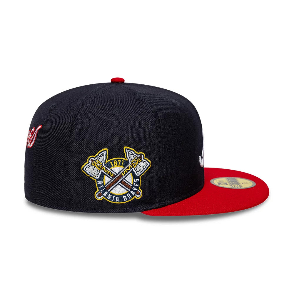 Pictured is this MLB Icon Atlanta Braves 59FIFTY Fitted cap in navy & red. 6