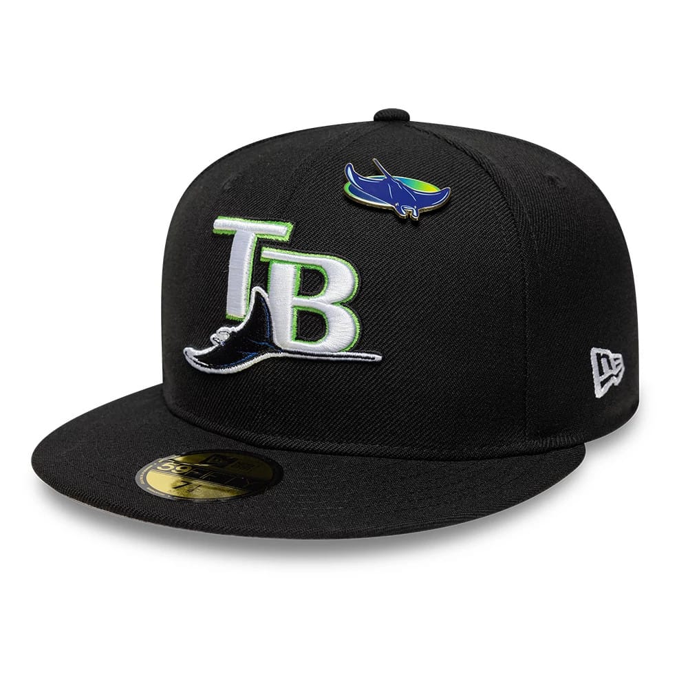 Pictured is this MLB Icon Tampa Bay Rays 59FIFTY Fitted cap in black. 1