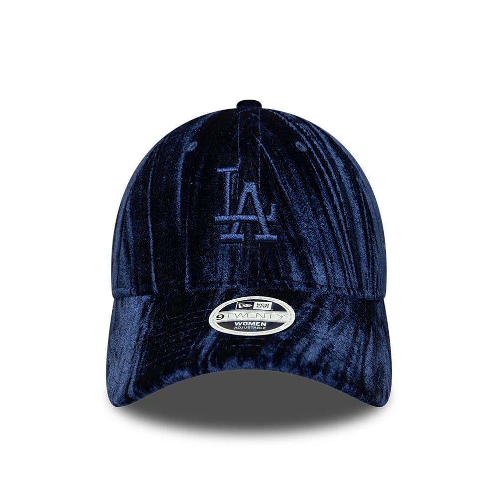 Pictured is this Womens MLB Velour LA Dodgers 9TWENTY cap in navy. 2