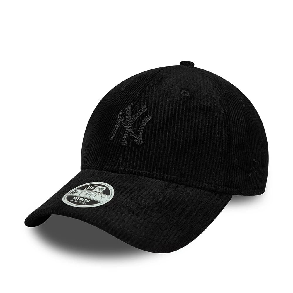 Pictured is this Womens MLB Cord New York Yankees 9FORTY cap in black. 1