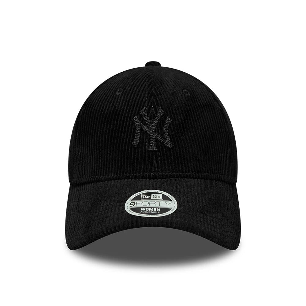 Pictured is this Womens MLB Cord New York Yankees 9FORTY cap in black. 2
