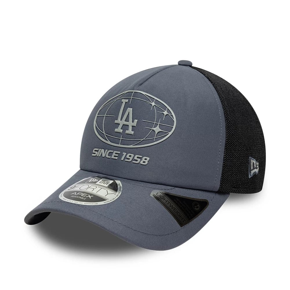 Pictured is this MLB Graphic LA Dodgers 9FORTY Apex cap in grey. 1