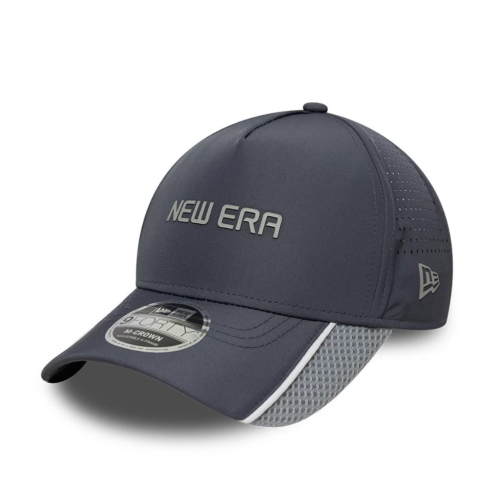 Pictured is this New Era Tech 9FORTY M-Crown A-Frame cap in grey. 1