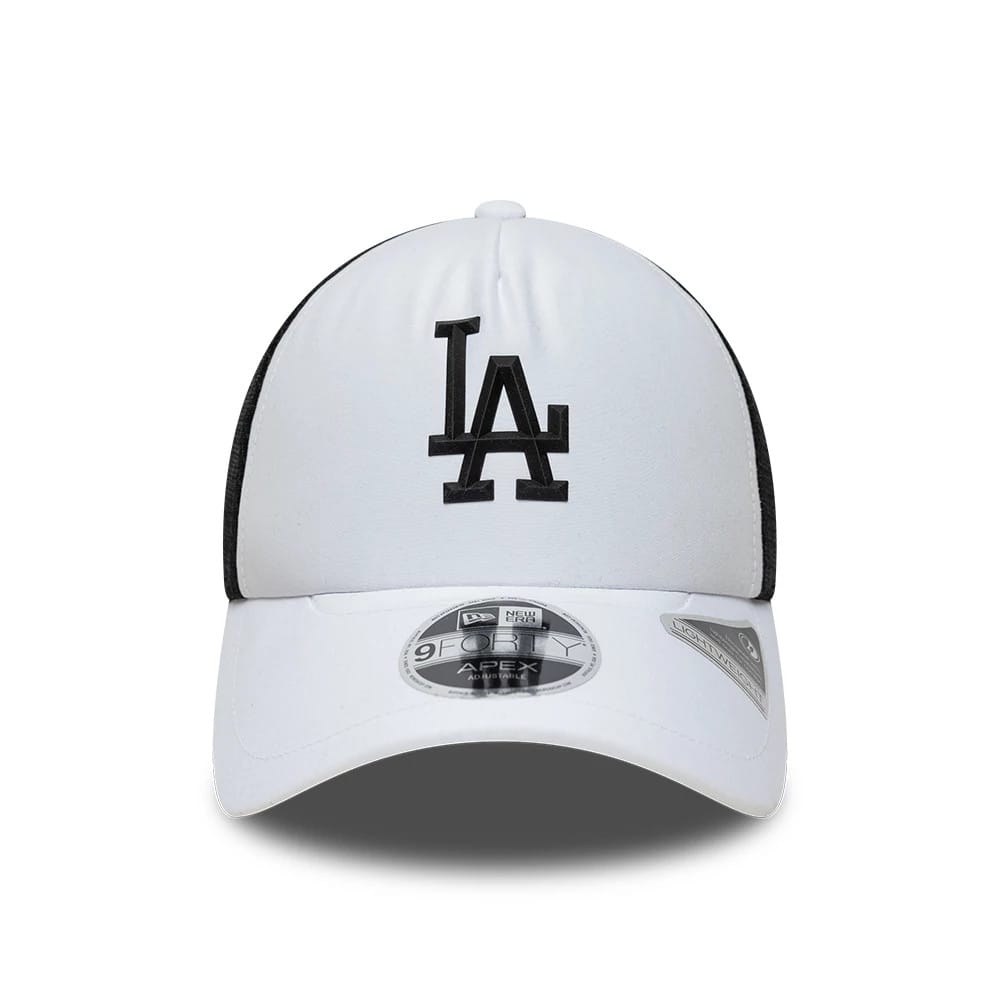 Pictured is this MLB Sporty LA Dodgers 9FORTY Apex cap in white. 2