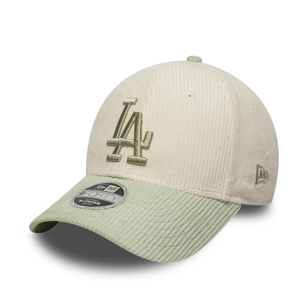 Pictured is this Youth MLB Cord LA Dodgers 9FORTY M-Crown cap in cream. 1