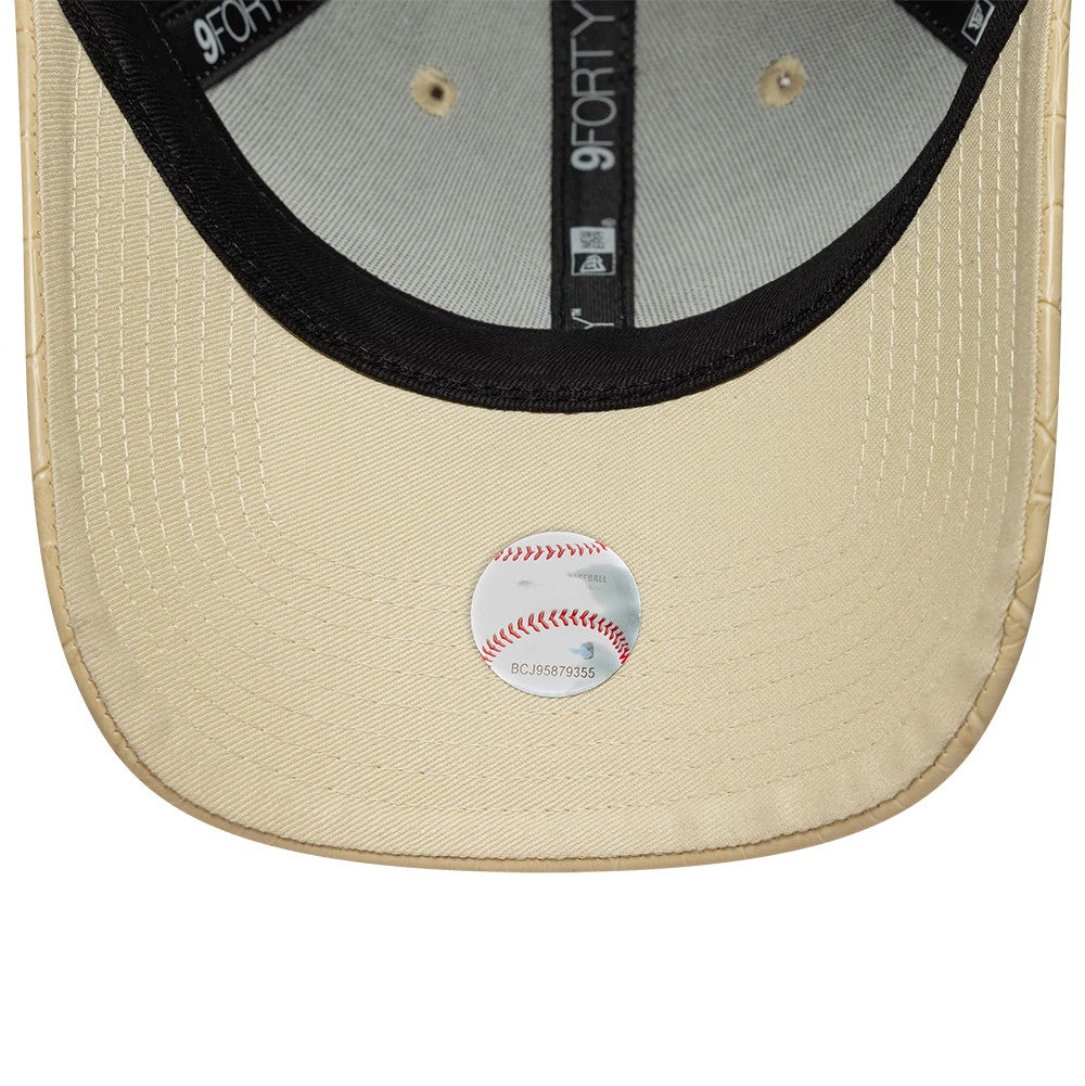 Pictured is this Womens MLB Pattern PU New York Yankees 9FORTY cap in light beige. 5
