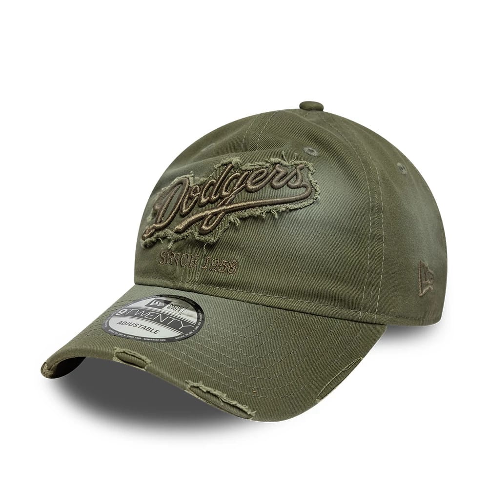 Pictured is this MLB Distressed Denim LA Dodgers 9TWENTY cap in green. 1