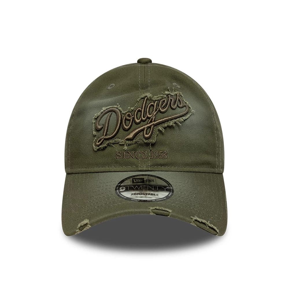 Pictured is this MLB Distressed Denim LA Dodgers 9TWENTY cap in green. 2