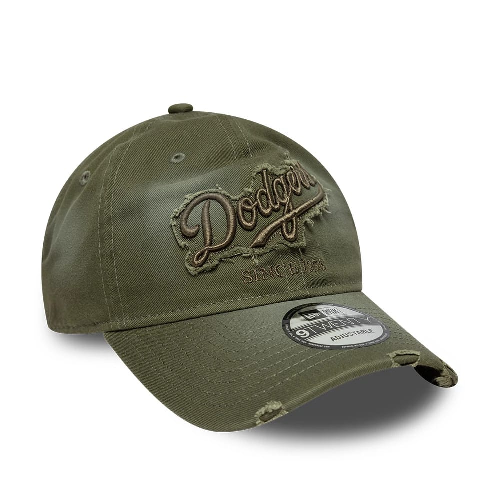 Pictured is this MLB Distressed Denim LA Dodgers 9TWENTY cap in green. 3