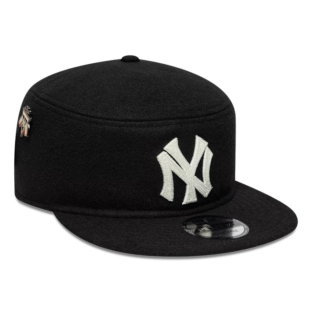 Pictured is this MLB Cooperstown Pin New York Yankees Pillbox Adjustable cap in black. 1