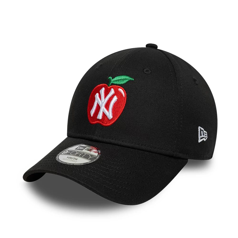 Pictured is this Youth MLB Fruit Icon New York Yankees 9FORTY cap in black. 1