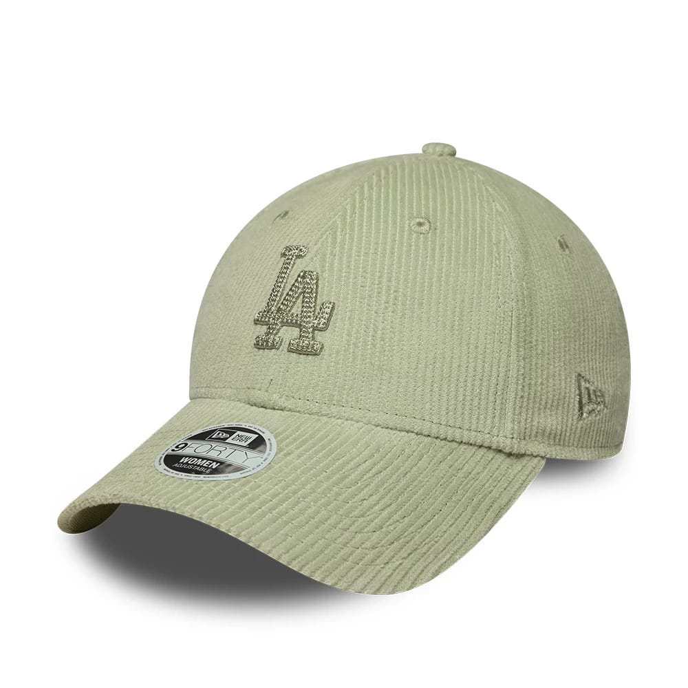 Pictured is this Womens MLB Cord LA Dodgers 9FORTY cap in pastel green. 1