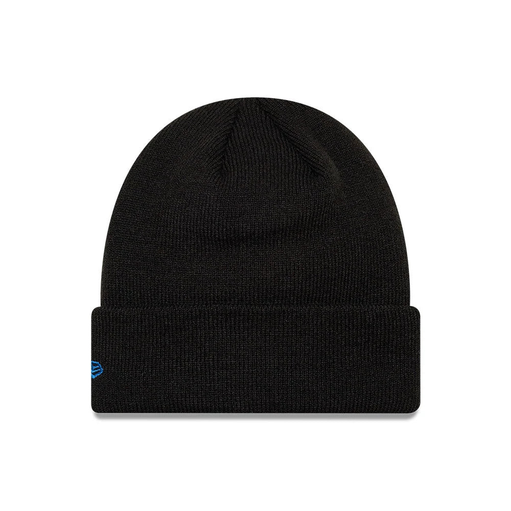 Pictured is this Youth MLB League Essential New York Yankees Cuff Knit Beanie hat in black. 2