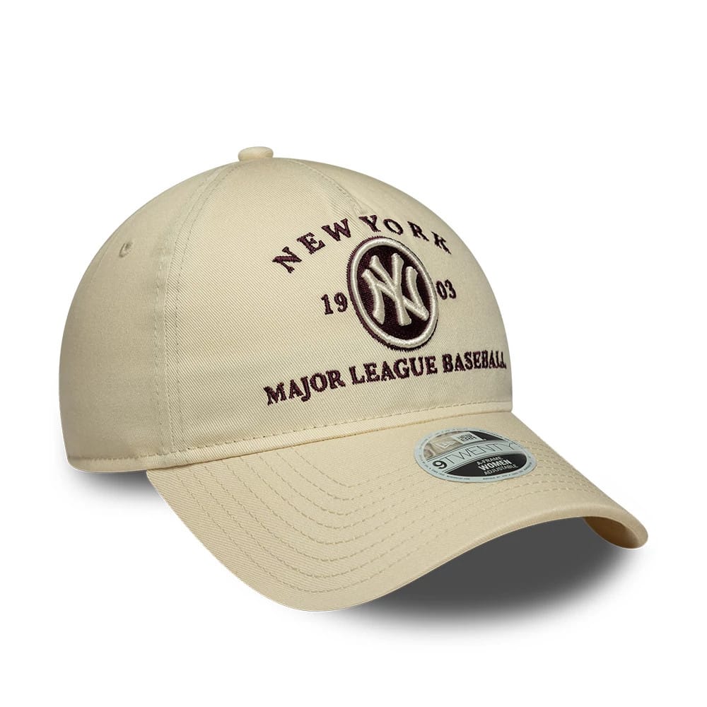 Pictured is this Womens MLB New York Yankees 9TWENTY A-Frame cap in cream. 3