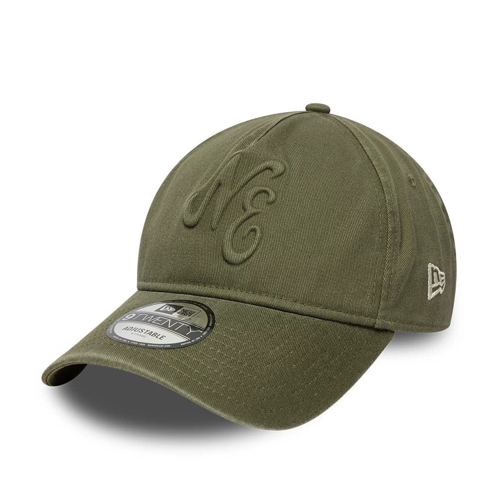 Pictured is this New Era Embossed 9TWENTY A-Frame cap in green. 1