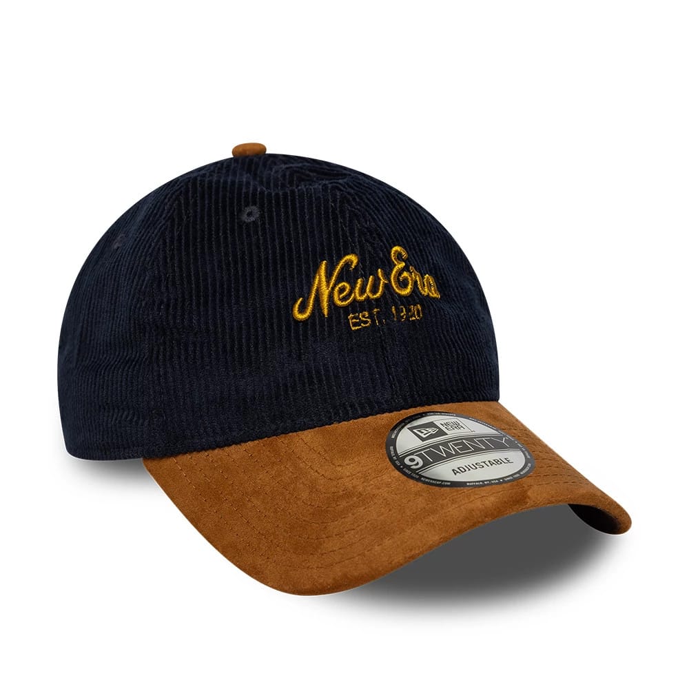 Pictured is this New Era Cord Mix 9TWENTY cap in navy & brown. 2