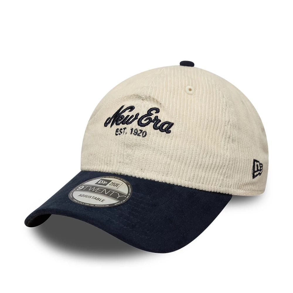 Pictured is this New Era Cord Mix 9TWENTY cap in cream & navy. 1