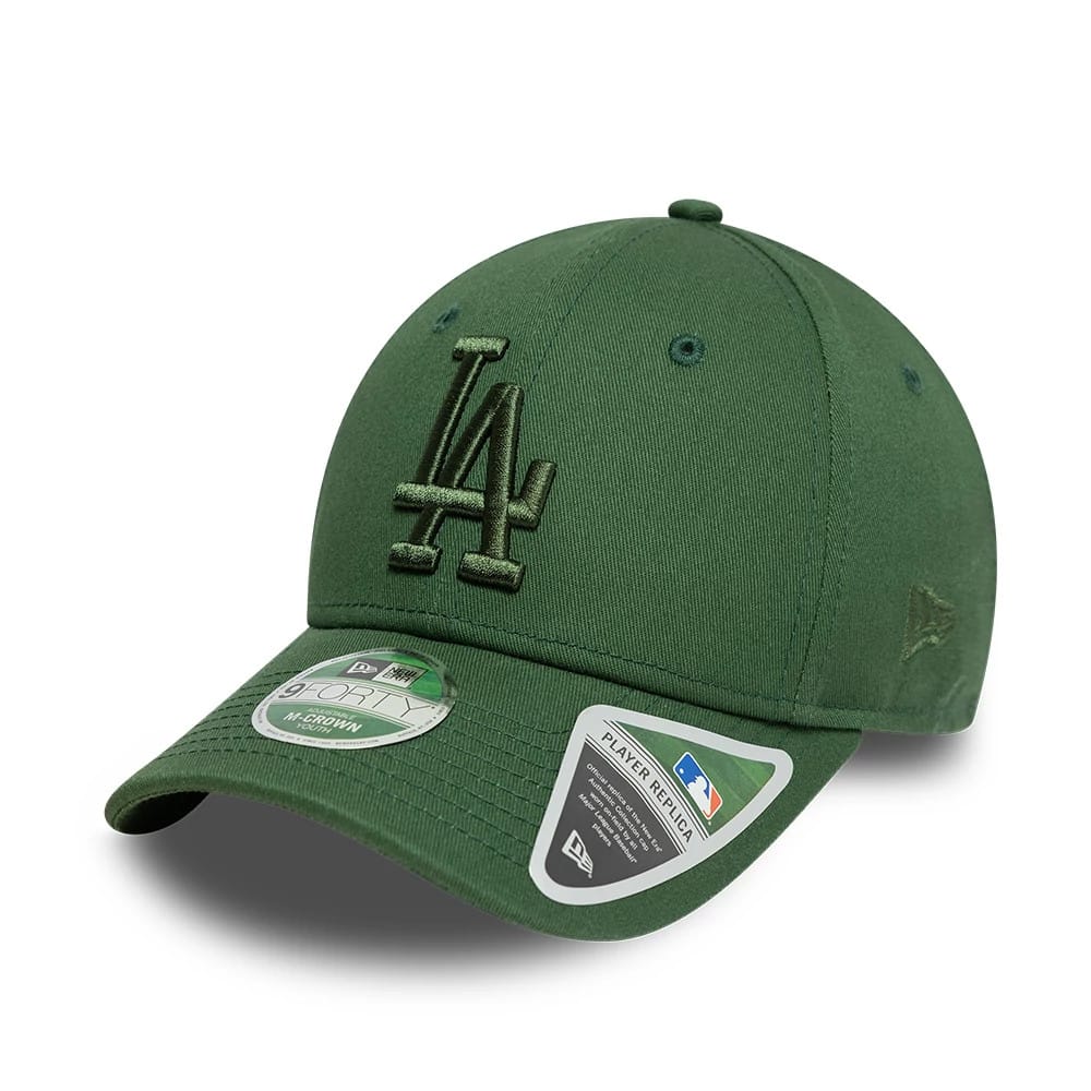 Pictured is this Youth MLB LA Dodgers 9FORTY M-Crown cap in dark green. 1