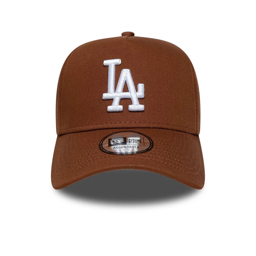 Pictured is this MLB League Essential LA Dodgers 9FORTY E-Frame cap in brown. 2