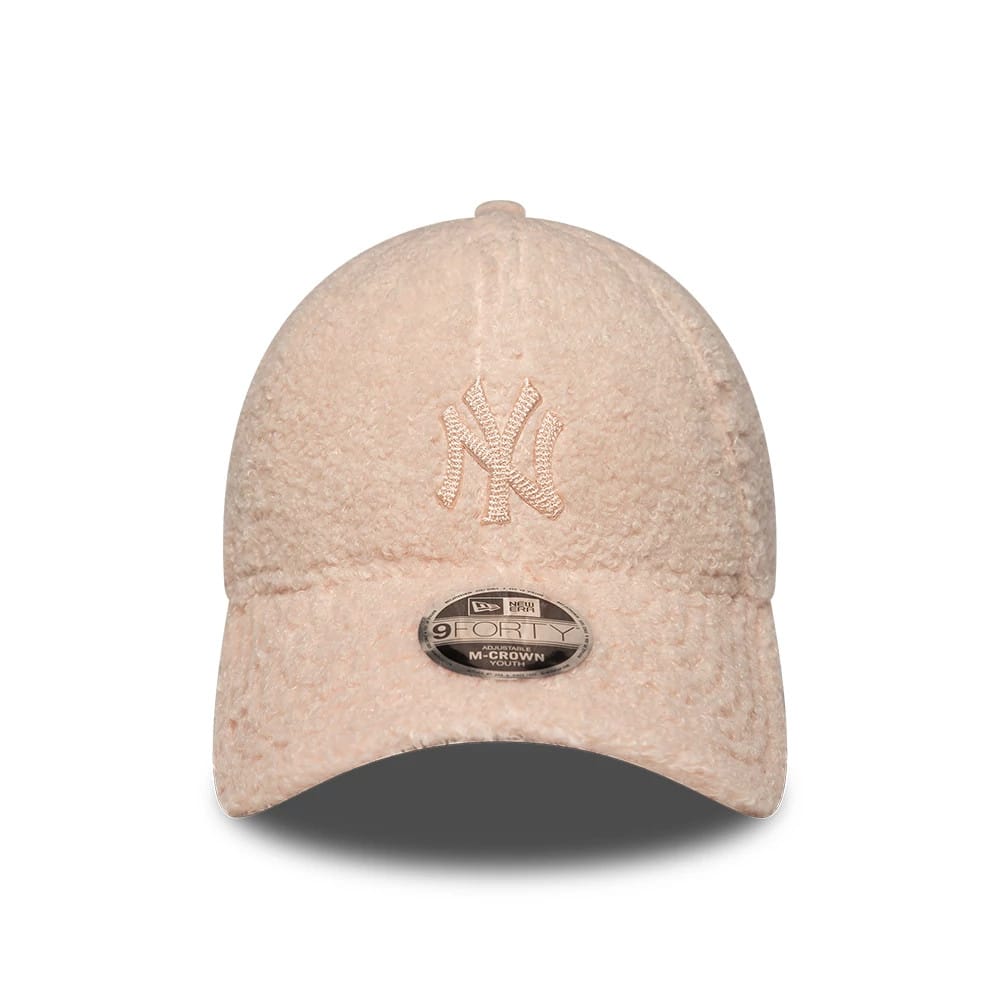 Pictured is this Youth MLB Winter Borg New York Yankees 9FORTY M-Crown cap in pastel pink. 2