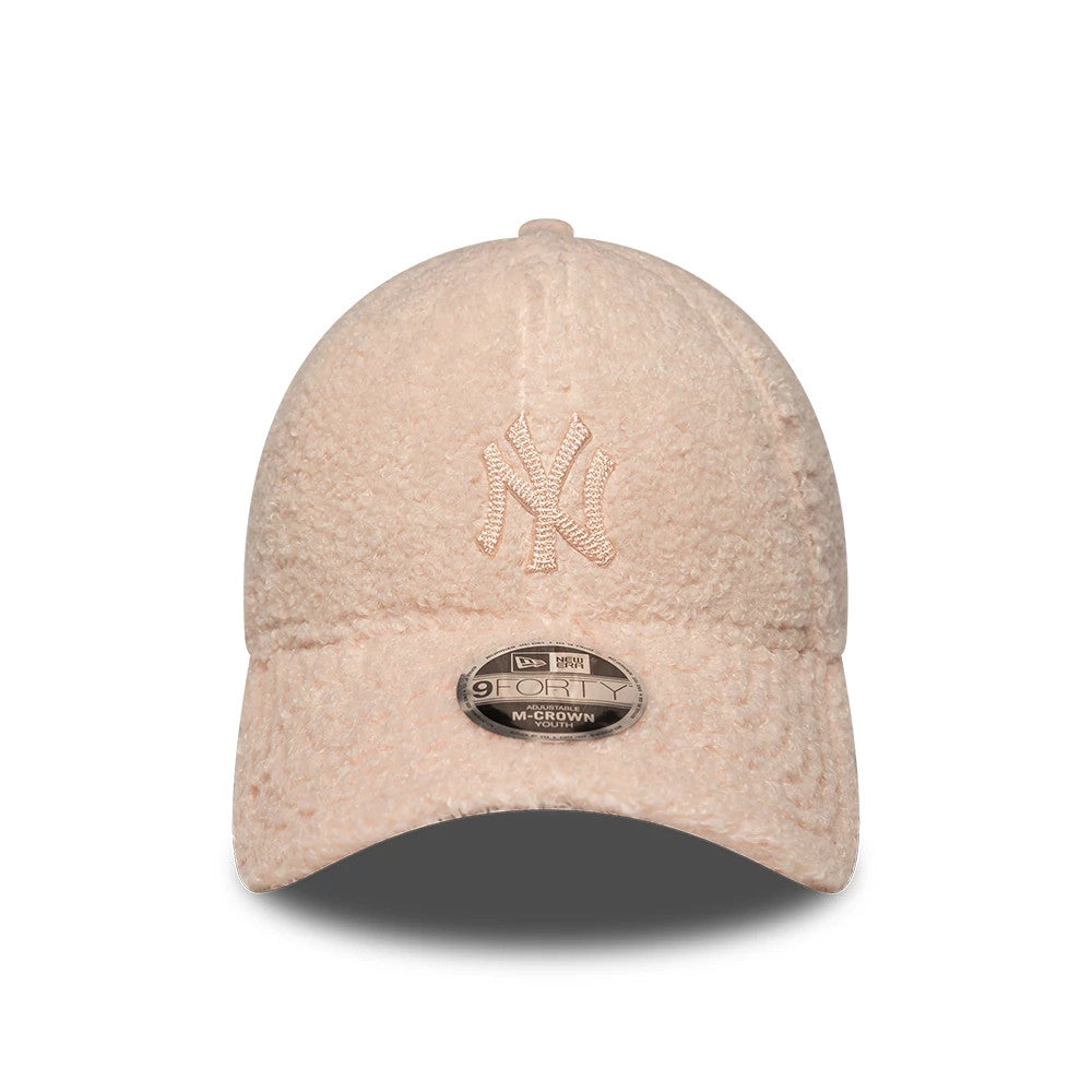 Pictured is this Youth MLB Winter Borg New York Yankees 9FORTY M-Crown cap in pastel pink. 2