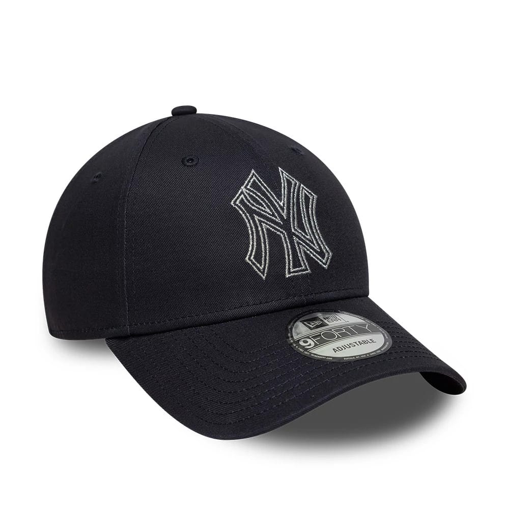 Pictured is this MLB Metallic Outline New York Yankees 9FORTY cap in navy. 3
