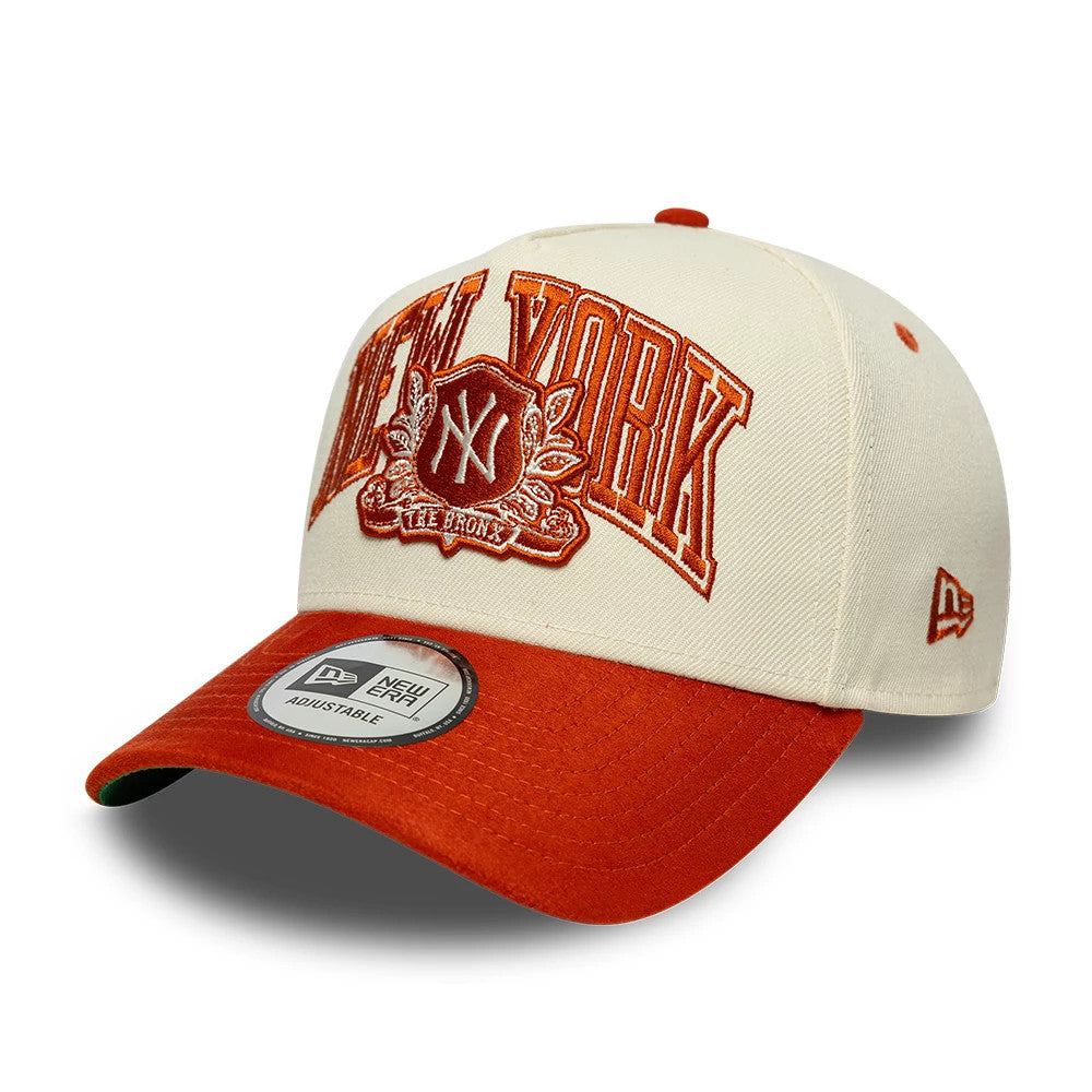 Pictured is this MLB Suede New York Yankees 9FORTY E-Frame cap in cream. 1