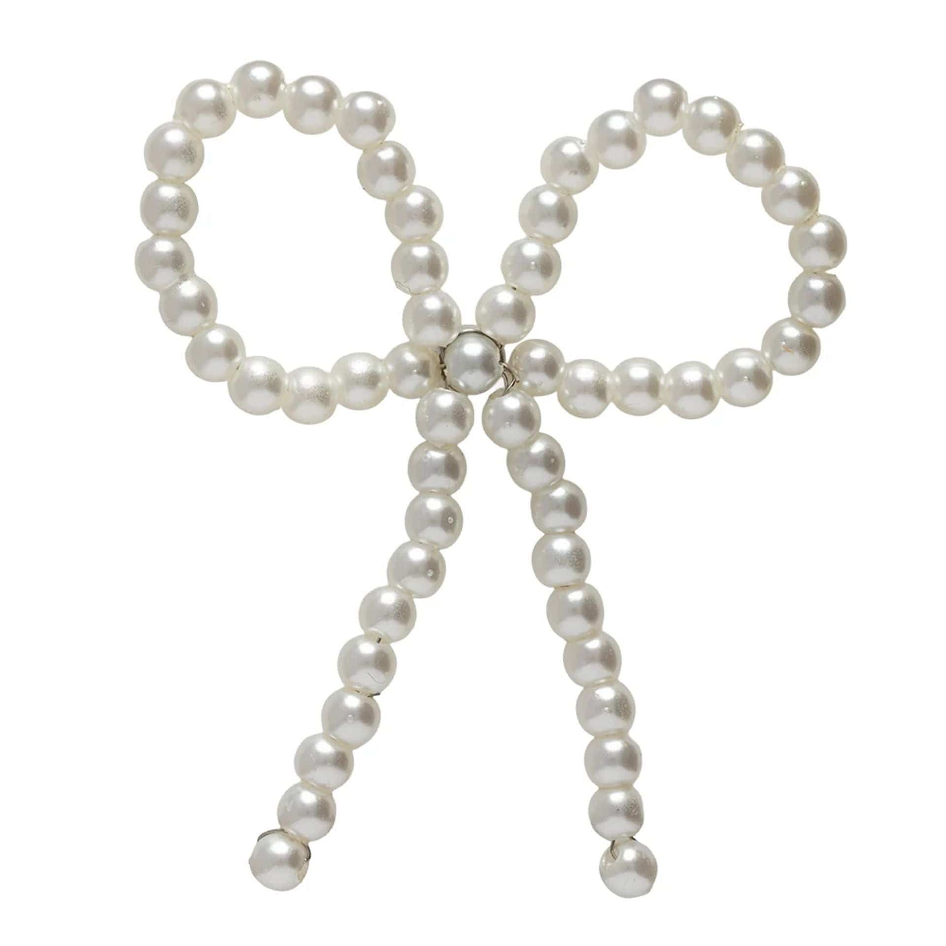 Pictured is this New Era Faux Pearl Bow Pin Badge in White. 1