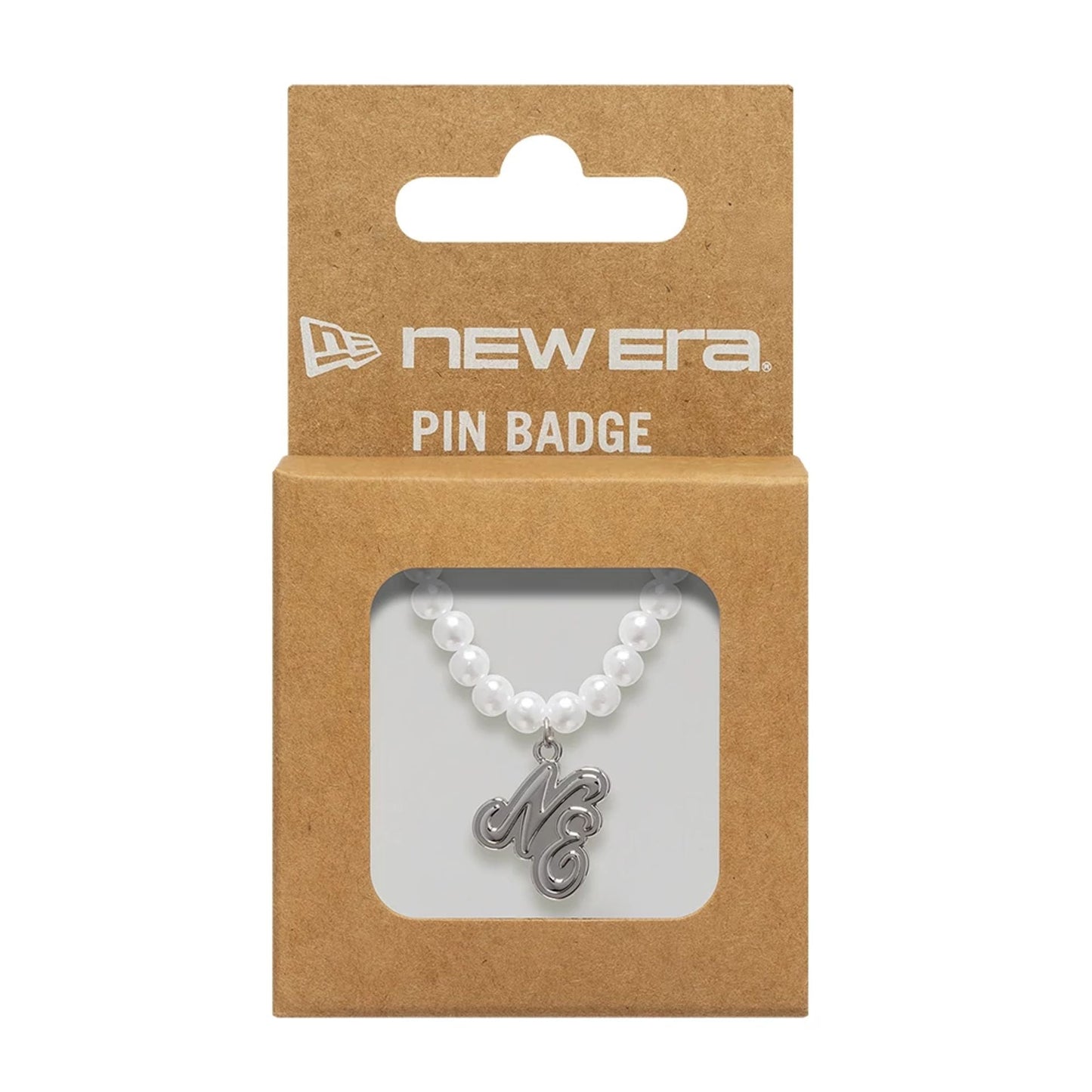 Pictured is this New Era Faux Pearl Chain Pin Badge in silver. 3