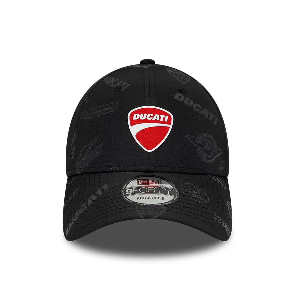 Pictured is this Ducati Motor Logo All Over Print 9FORTY cap in black. 2