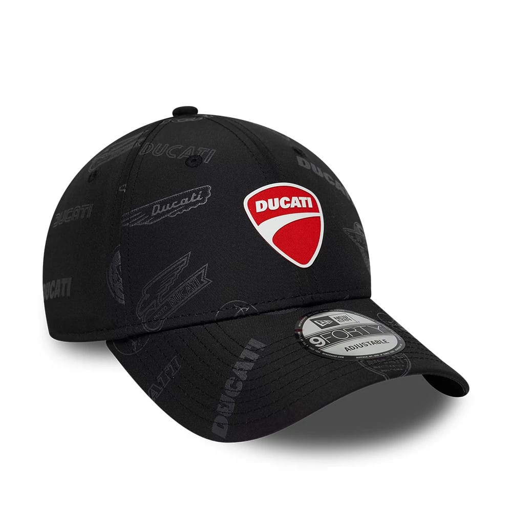 Pictured is this Ducati Motor Logo All Over Print 9FORTY cap in black. 3