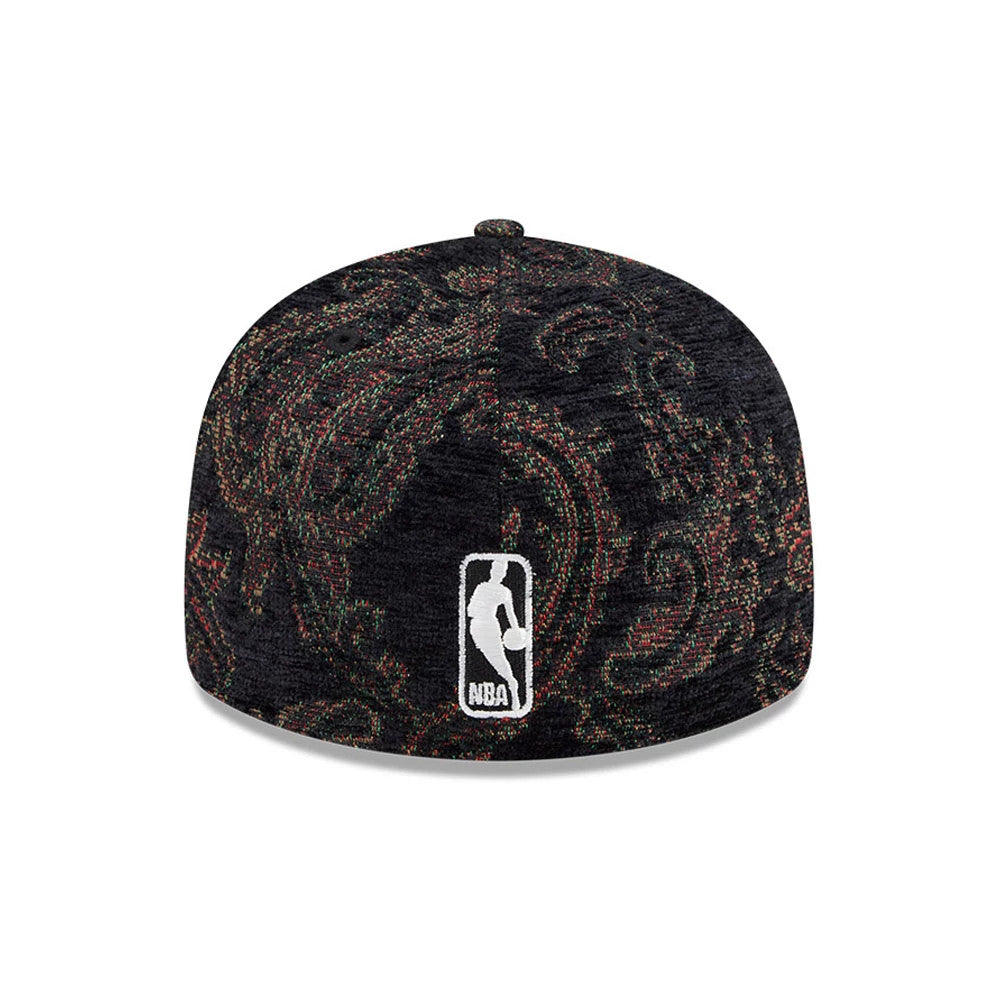 Pictured is this NBA Jacquard Chenille LA Lakers 59FIFTY Fitted cap in black. 7