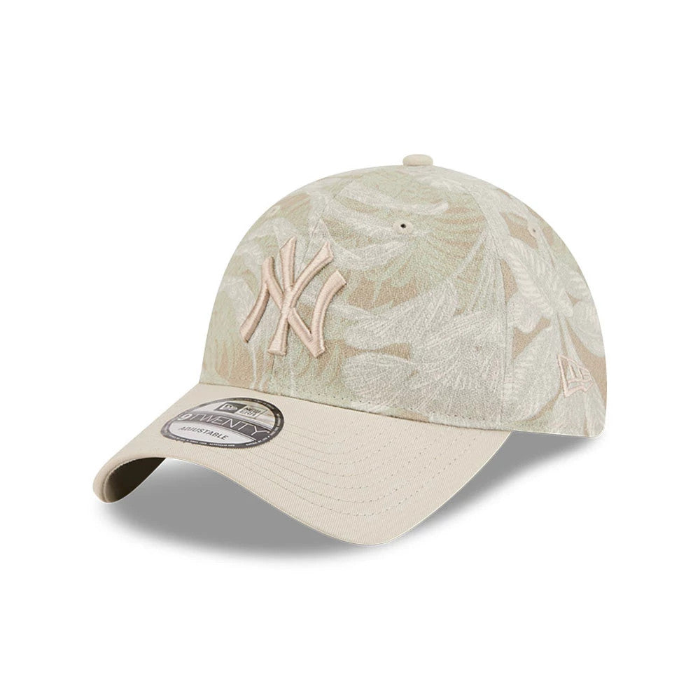 Pictured is this MLB Leafy Palm New York Yankees 9TWENTY Adjustable cap in light beige. 1