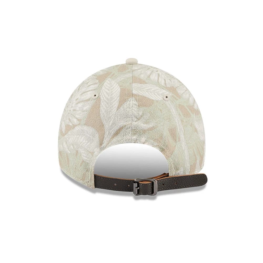 Pictured is this New Era Leafy Palm 9TWENTY Adjustable cap in light beige. 2