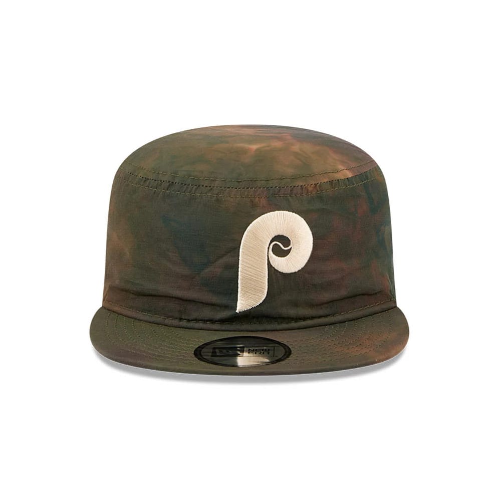 Pictured is this MLB Nylon Wash Dye Philadelphia Phillies Painter cap in open green. 2