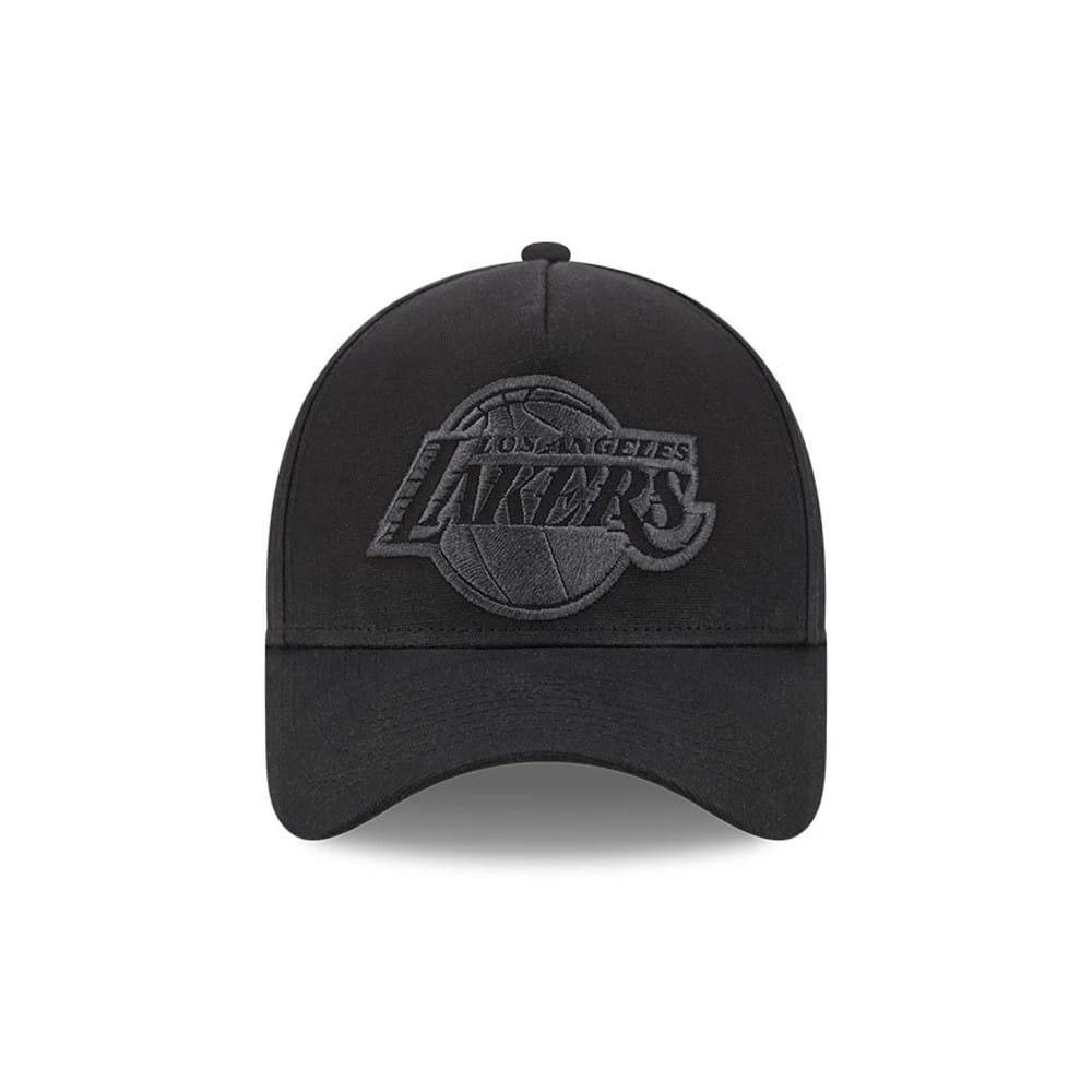 Pictured is this NBA Hardwood Classic Waxy Canvas LA Lakers 59FORTY A-Frame Fitted cap in black. 3