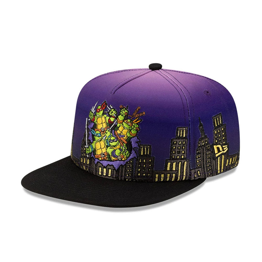 Pictured is this Teenage Mutant Ninja Turtles Skyline 59FIFTY A-Frame Fitted cap in purple & black. 1