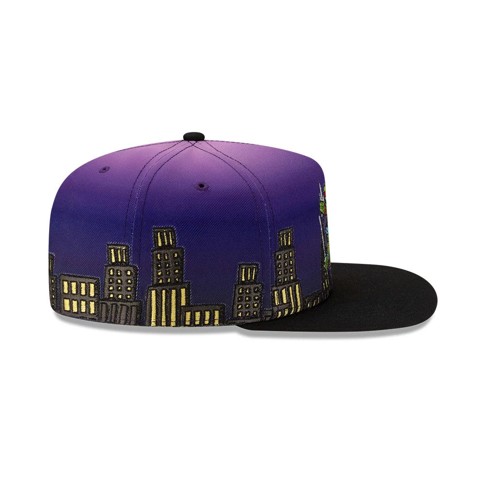 Pictured is this Teenage Mutant Ninja Turtles Skyline 59FIFTY A-Frame Fitted cap in purple & black. 7