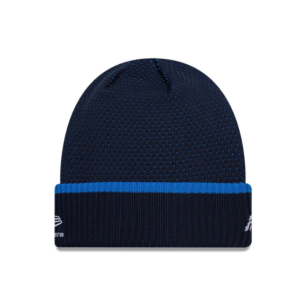 Pictured is this Atlassian Williams F1 Team Alex Albon Cuff Knit Beanie hat in navy. 2